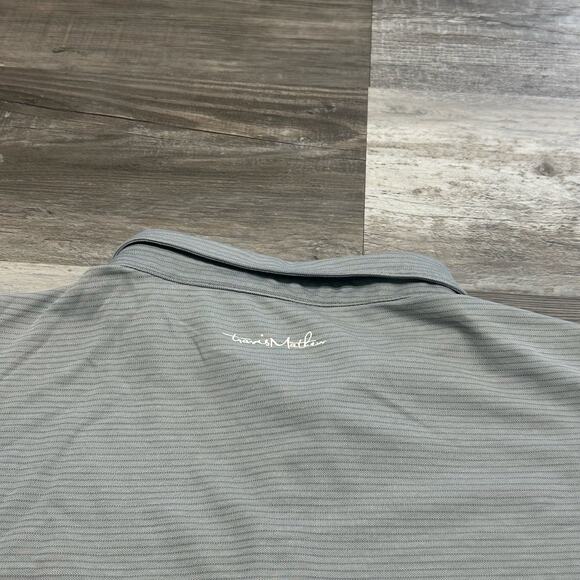 Travis Mathew Gray Mens XL Brand Spellout Stripe Streetwear Polo Shirt - Picture 14 of 14